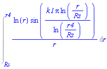 Int(ln(r)*sin(k1*Pi*ln(r/Rs)/ln(r4/Rs))/r, r = Rs .. r4)