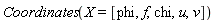 Coordinates(X = [phi, f, chi, u, v])