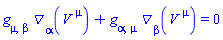 Physics:-g_[mu, beta]*Physics:-D_[alpha](V[`~mu`], [X])+Physics:-g_[alpha, mu]*Physics:-D_[beta](V[`~mu`], [X]) = 0