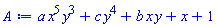 a*x^5*y^3+c*y^4+b*x*y+x+1