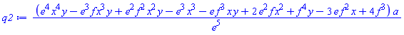 (e^4*x^4*y-e^3*f*x^3*y+e^2*f^2*x^2*y-e^3*x^3-e*f^3*x*y+2*e^2*f*x^2+f^4*y-3*e*f^2*x+4*f^3)*a/e^5