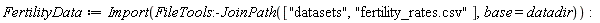 FertilityData := Import(FileTools:-JoinPath(["datasets", "fertility_rates.csv"], base = datadir))