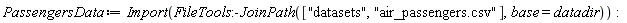 PassengersData := Import(FileTools:-JoinPath(["datasets", "air_passengers.csv"], base = datadir))