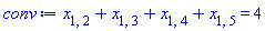x[1, 2]+x[1, 3]+x[1, 4]+x[1, 5] = 4