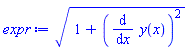 (1+(diff(y(x), x))^2)^(1/2)