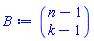 binomial(n-1, k-1)