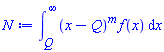 int((x-Q)^m*f(x), x = Q .. infinity)