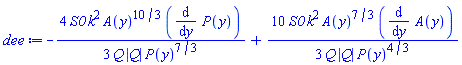 -(4/3)*S0*k^2*A(y)^(10/3)*(diff(P(y), y))/(Q*abs(Q)*P(y)^(7/3))+(10/3)*S0*k^2*A(y)^(7/3)*(diff(A(y), y))/(Q*abs(Q)*P(y)^(4/3))