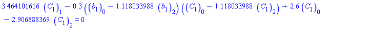 3.464101616*C[1][1]-.3*(b[1][0]-1.118033988*b[1][2])*(C[1][0]-1.118033988*C[1][2])+2.6*C[1][0]-2.906888369*C[1][2] = 0