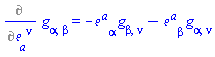 %diff(Physics:-g_[alpha, beta], Physics:-Tetrads:-e_[a, `~nu`]) = -Physics:-Tetrads:-e_[`~a`, alpha]*Physics:-g_[beta, nu]-Physics:-Tetrads:-e_[`~a`, beta]*Physics:-g_[alpha, nu]