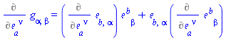 %diff(Physics:-g_[alpha, beta], Physics:-Tetrads:-e_[a, `~nu`]) = %diff(Physics:-Tetrads:-e_[b, alpha], Physics:-Tetrads:-e_[a, `~nu`])*Physics:-Tetrads:-e_[`~b`, beta]+Physics:-Tetrads:-e_[b, alpha]*%diff(Physics:-Tetrads:-e_[`~b`, beta], Physics:-Tetrads:-e_[a, `~nu`])