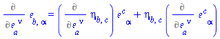 %diff(Physics:-Tetrads:-e_[b, alpha], Physics:-Tetrads:-e_[a, `~nu`]) = %diff(Physics:-Tetrads:-eta_[b, c], Physics:-Tetrads:-e_[a, `~nu`])*Physics:-Tetrads:-e_[`~c`, alpha]+Physics:-Tetrads:-eta_[b, c]*%diff(Physics:-Tetrads:-e_[`~c`, alpha], Physics:-Tetrads:-e_[a, `~nu`])