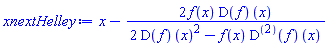 x-2*f(x)*(D(f))(x)/(2*(D(f))(x)^2-f(x)*((D@@2)(f))(x))