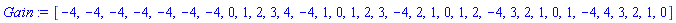 [-4, -4, -4, -4, -4, -4, -4, 0, 1, 2, 3, 4, -4, 1, 0, 1, 2, 3, -4, 2, 1, 0, 1, 2, -4, 3, 2, 1, 0, 1, -4, 4, 3, 2, 1, 0]