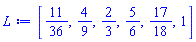 [11/36, 4/9, 2/3, 5/6, 17/18, 1]