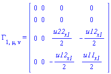 Physics:-Christoffel[1, mu, nu] = Matrix(%id = 18446744078538560926)