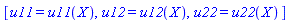 [u11 = u11(X), u12 = u12(X), u22 = u22(X)]
