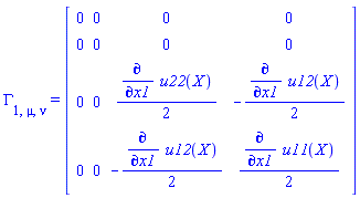 Physics:-Christoffel[1, mu, nu] = Matrix(%id = 18446744078538560926)