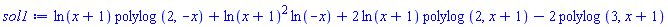 ln(x+1)*polylog(2, -x)+ln(x+1)^2*ln(-x)+2*ln(x+1)*polylog(2, x+1)-2*polylog(3, x+1)