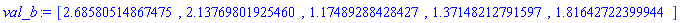 [HFloat(2.685805148674752), HFloat(2.137698019254597), HFloat(1.1748928842842696), HFloat(1.3714821279159721), HFloat(1.8164272239994432)]