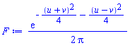 (1/2)*exp(-(1/4)*(u+v)^2-(1/4)*(u-v)^2)/Pi
