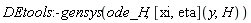 DEtools:-gensys(ode_H, ([xi, eta])(y, H))