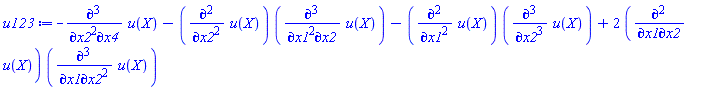 -(diff(diff(diff(u(X), x2), x2), x4))-(diff(diff(u(X), x2), x2))*(diff(diff(diff(u(X), x1), x1), x2))-(diff(diff(u(X), x1), x1))*(diff(diff(diff(u(X), x2), x2), x2))+2*(diff(diff(u(X), x1), x2))*(diff(diff(diff(u(X), x1), x2), x2))