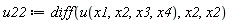 u22 := diff(u(x1, x2, x3, x4), x2, x2)