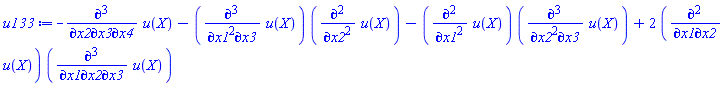 -(diff(diff(diff(u(X), x2), x3), x4))-(diff(diff(diff(u(X), x1), x1), x3))*(diff(diff(u(X), x2), x2))-(diff(diff(u(X), x1), x1))*(diff(diff(diff(u(X), x2), x2), x3))+2*(diff(diff(u(X), x1), x2))*(diff(diff(diff(u(X), x1), x2), x3))