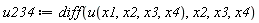 u234 := diff(u(x1, x2, x3, x4), x2, x3, x4)