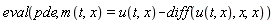 eval(pde, m(t, x) = u(t, x)-(diff(u(t, x), x, x)))