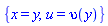 {x = y, u(t, x) = upsilon(y)}