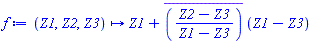 proc (Z1, Z2, Z3) options operator, arrow; Z1+conjugate((Z2-Z3)/(Z1-Z3))*(Z1-Z3) end proc