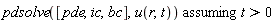 `assuming`([pdsolve([pde, ic, bc], u(r, t))], [t > 0])
