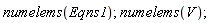 numelems(Eqns1); numelems(V)