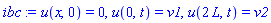 u(x, 0) = 0, u(0, t) = v1, u(2*L, t) = v2