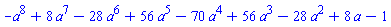 -a^8+8*a^7-28*a^6+56*a^5-70*a^4+56*a^3-28*a^2+8*a-1