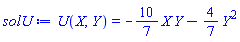 U(X, Y) = -(10/7)*X*Y-(4/7)*Y^2