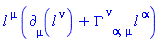 l[`~mu`]*(Physics:-d_[mu](l[`~nu`], [X])+Physics:-Christoffel[`~nu`, alpha, mu]*l[`~alpha`])