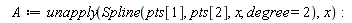 A := unapply(Spline(pts[1], pts[2], x, degree = 2), x):