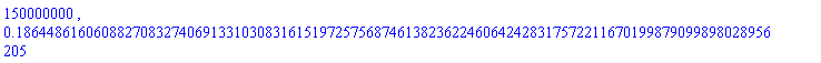 150000000, .1864486160608827083274069133103083161519725756874613823622460642428317572211670199879099898028956205
