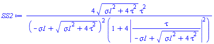 4*(sigma1^2+4*tau^2)^(1/2)*tau^2/((-sigma1+(sigma1^2+4*tau^2)^(1/2))^2*(1+4*abs(tau/(-sigma1+(sigma1^2+4*tau^2)^(1/2)))^2))