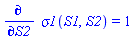 diff(sigma1(S1, S2), S2) = 1