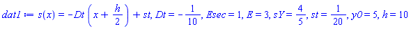 s(x) = -Dt*(x+(1/2)*h)+st, Dt = -1/10, Esec = 1, E = 3, sY = 4/5, st = 1/20, y0 = 5, h = 10