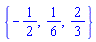 {-1/2, 1/6, 2/3}