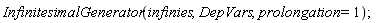 InfinitesimalGenerator(infinies, DepVars, prolongation = 1)
