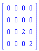 Matrix(4, 4, {(1, 1) = 0, (1, 2) = 0, (1, 3) = 0, (1, 4) = 0, (2, 1) = 0, (2, 2) = 0, (2, 3) = 0, (2, 4) = 0, (3, 1) = 0, (3, 2) = 0, (3, 3) = 2, (3, 4) = 0, (4, 1) = 0, (4, 2) = 0, (4, 3) = 0, (4, 4) = 2})