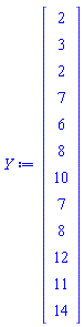 Vector(12, {(1) = 2, (2) = 3, (3) = 2, (4) = 7, (5) = 6, (6) = 8, (7) = 10, (8) = 7, (9) = 8, (10) = 12, (11) = 11, (12) = 14})