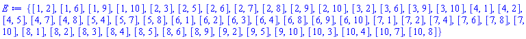 {[1, 2], [1, 6], [1, 9], [1, 10], [2, 3], [2, 5], [2, 6], [2, 7], [2, 8], [2, 9], [2, 10], [3, 2], [3, 6], [3, 9], [3, 10], [4, 1], [4, 2], [4, 5], [4, 7], [4, 8], [5, 4], [5, 7], [5, 8], [6, 1], [6, 2], [6, 3], [6, 4], [6, 8], [6, 9], [6, 10], [7, 1], [7, 2], [7, 4], [7, 6], [7, 8], [7, 10], [8, 1], [8, 2], [8, 3], [8, 4], [8, 5], [8, 6], [8, 9], [9, 2], [9, 5], [9, 10], [10, 3], [10, 4], [10, 7], [10, 8]}
