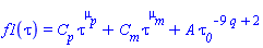 f1(tau) = C__p*tau^mu__p+C__m*tau^mu__m+A*tau__0^(-9*q+2)